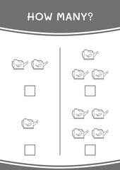How many of Watering can, game for children. Vector illustration, printable worksheet