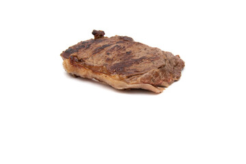 Grilled beef steak, isolated in white background. Most red meat fillets consumed in the world are beef (ox, bull, cow or veal).