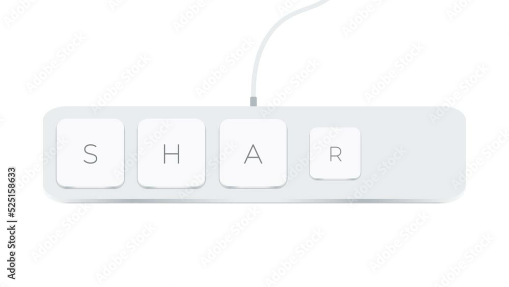 Poster share word written with computer buttons over white background
