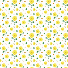Floral pattern with sunflowers. Texture for fabric, dough, wrapping paper, decor.