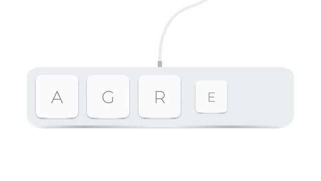 Agree word written with computer buttons over white background