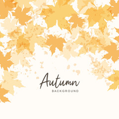 Abstract background with autumn falling leaves. Thanksgiving and Harvest Day. Leaf fall frame. Watercolor yellow maple leaves. Vector illustration