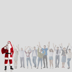 Santa Claus and happy people