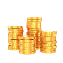 Golden coins stack. 3D image.