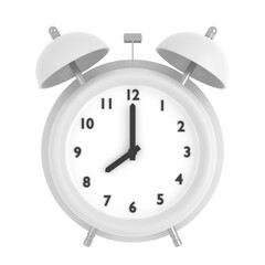 White alarm clock. 3D alarm clock.