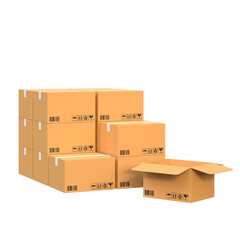 Fototapeta premium Box stack for online shipping banner. 3D boxs.