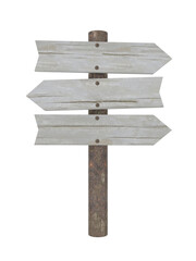 Wooden signpost. 3D image.