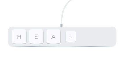 Health word written with computer buttons over white background
