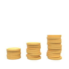 Golden coins stack. 3D image.