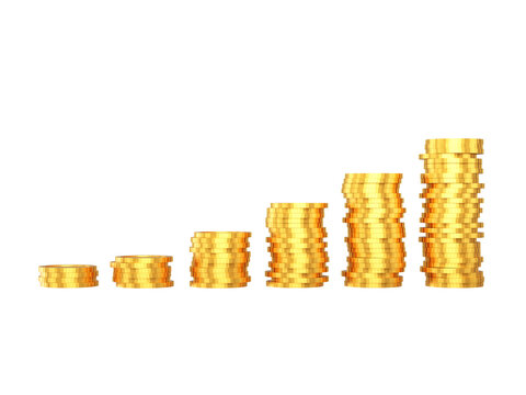 Golden coins stack. 3D image.