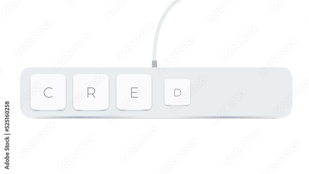 Poster credit word written with computer buttons over white background