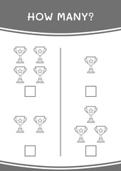 How many of Trophy, game for children. Vector illustration, printable worksheet