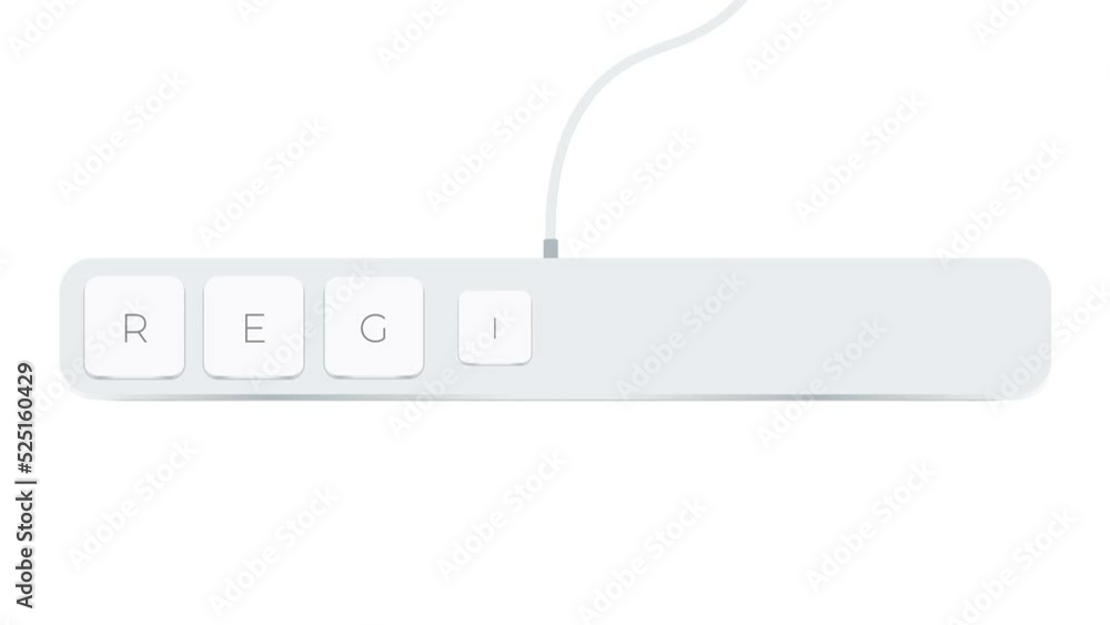 Poster Register word written with computer buttons over white background