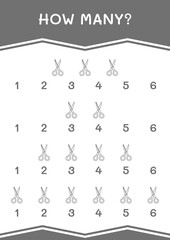 How many of Scissor, game for children. Vector illustration, printable worksheet