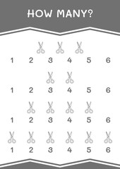 How many of Scissor, game for children. Vector illustration, printable worksheet