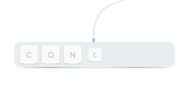 Concept word written with computer buttons over white background