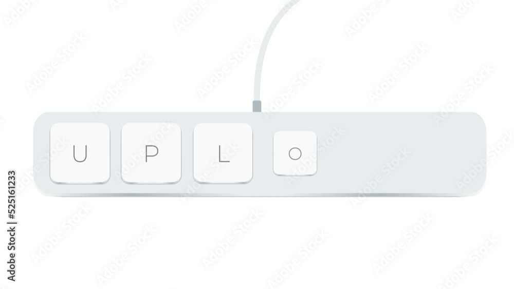 Poster Upload word written with computer buttons over white background