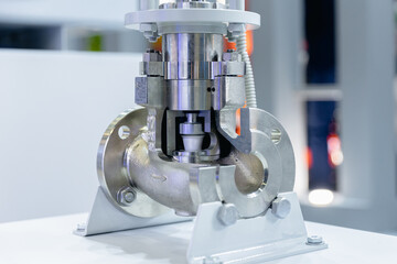Demonstration of work model cutaway shut-off valve on oil or gas pipe industry