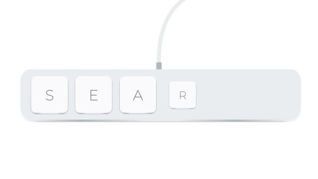 Searth word written with computer buttons over white background