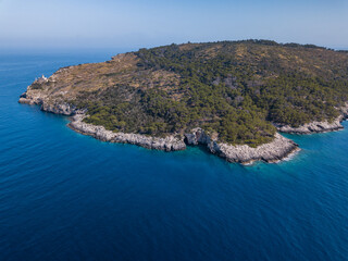 Fototapeta na wymiar Italy, August 2022: aerial view of the archipelago of the Tremiti islands in Puglia