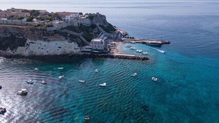 Italy, August 2022: aerial view of the archipelago of the Tremiti islands in Puglia