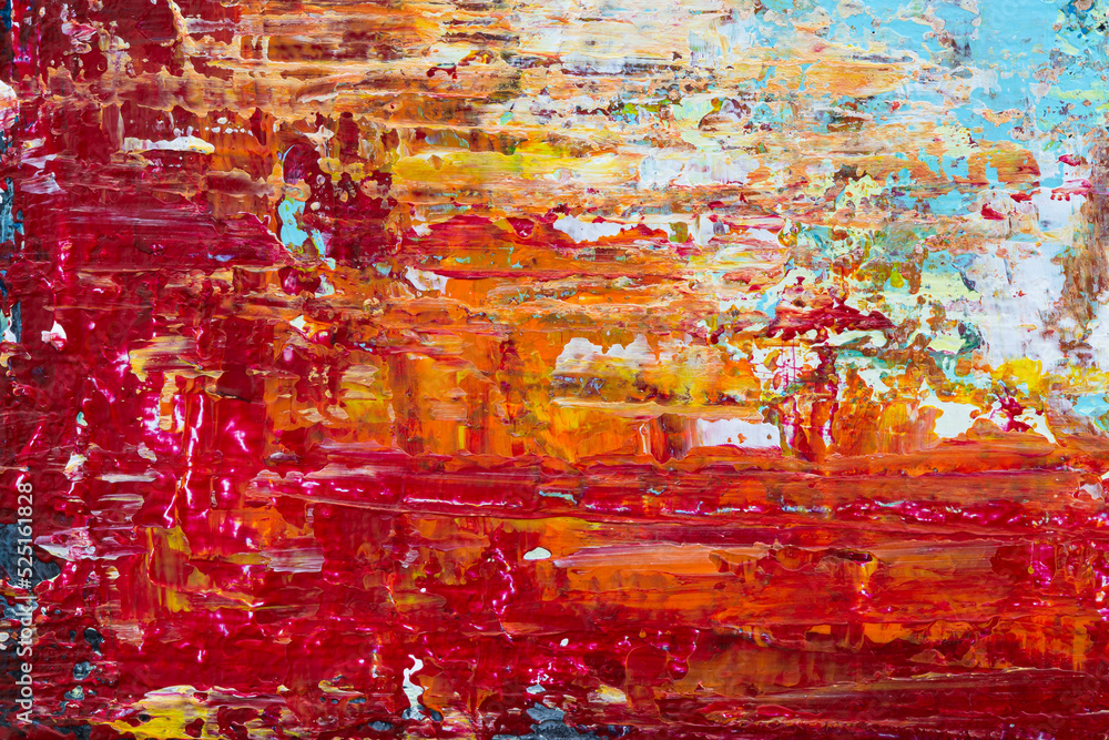 Poster macro close-up of an abstract and messy colorful acrylic paint background. high resolution full fram