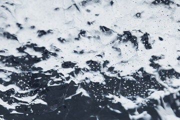 Macro close-up of abstract ice formations in the winter. Abstract full frame textured background. Copy space. Natural macro landscape.