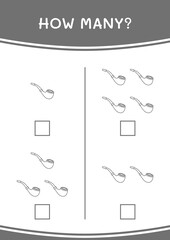 How many of Smoking pipe, game for children. Vector illustration, printable worksheet