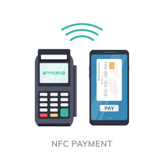 POS NFC Payment machine icon. NFC terminal card vector payment transfer