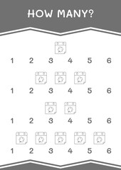 How many of Calender, game for children. Vector illustration, printable worksheet