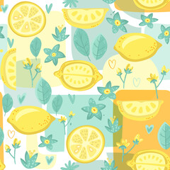 Lemon seamless pattern vector illustration. Summer design - 525163012