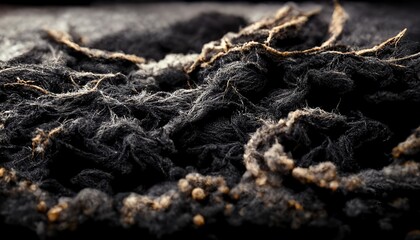 Black fur texture Closeup of beautiful. Useful as background.  3d rendering. Raster illustration.