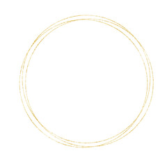 Round golden frame, gold circles. Isolated png illustration, transparent background. Asset for overlay, texture, pattern, montage, collage, shape, greeting, invitation card.	