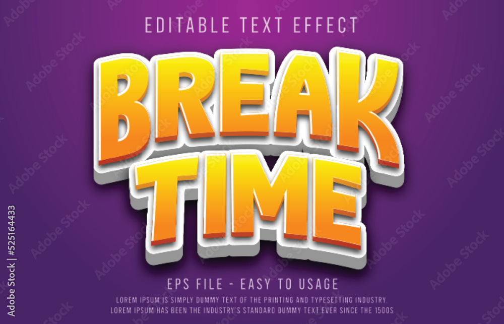 Poster break time editable text effect