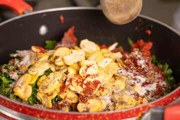 various traditional Tunisian dish with various ingredients of the country