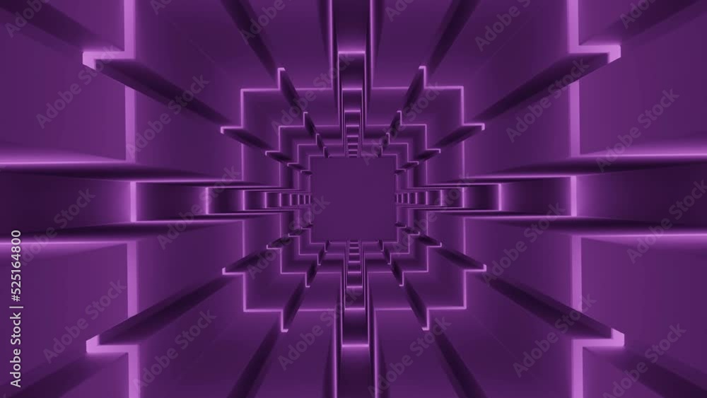 Poster rotating square tunnel with flashing end. design. geometric square tunnel with lines. lines and squa