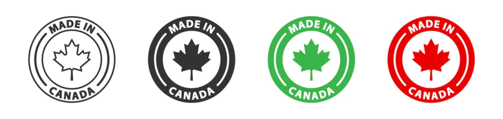 Fotobehang Made in Canada logo. Label for products made in Canada. Vector illustration. © Burbuzin