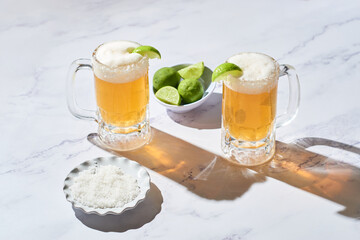 Chelada, Mexican beer drink with lime and salt