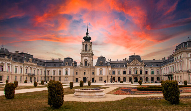 Festetics Palace at sunrise in Keszthely Hungary 