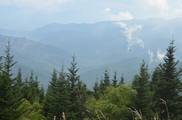 Stunning mountain view in Great Smoky Mountains National Park in Tennessee, North Carolina with...