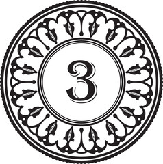 number 3 logo with floral frame