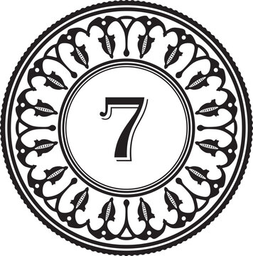 number 7 logo with floral frame