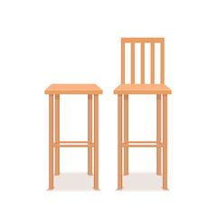 Chair wooden cartoon furniture. Stool vector seat modern wood chair