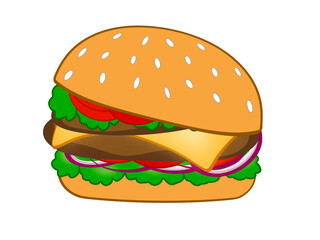 hamburger isolated , Hamburger icon. Illustration delicious hamburger flat icon isolated on white background.