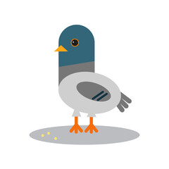 cartoon pigeon in modern geometric flat design style. Isolated on white background vector icon illustration