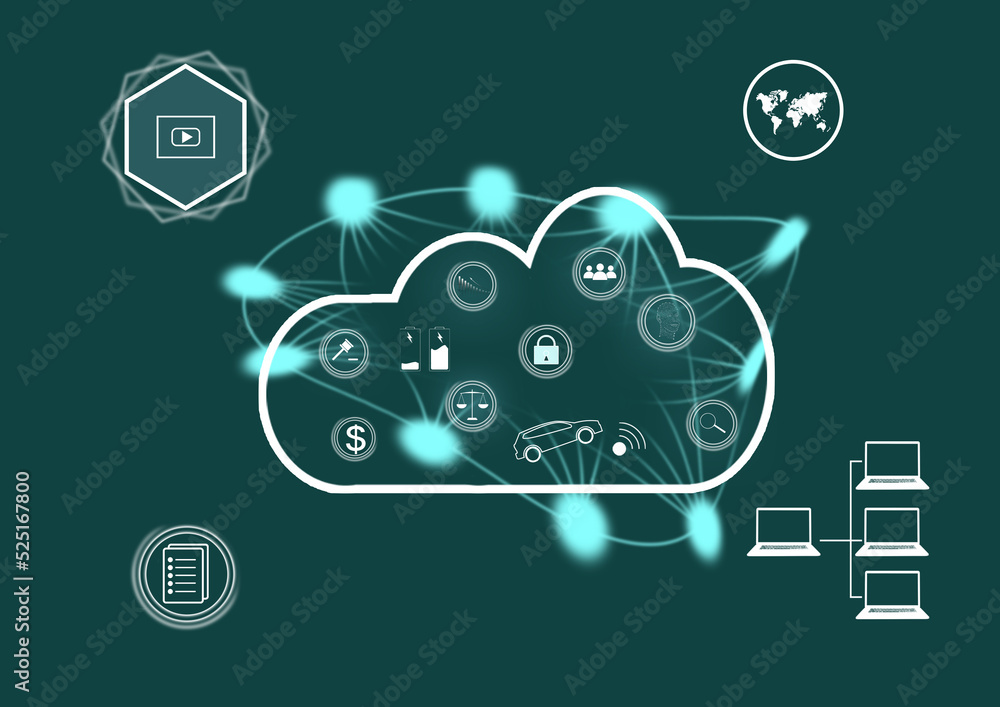 Poster cloud technology and networking concept.