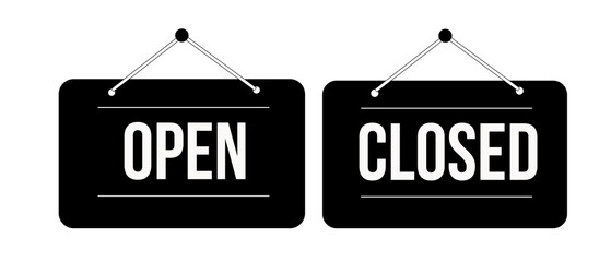 Open Close Signboard Cafe Restaurant Black Rectangle