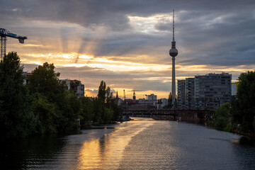 sunset over the river Berlin