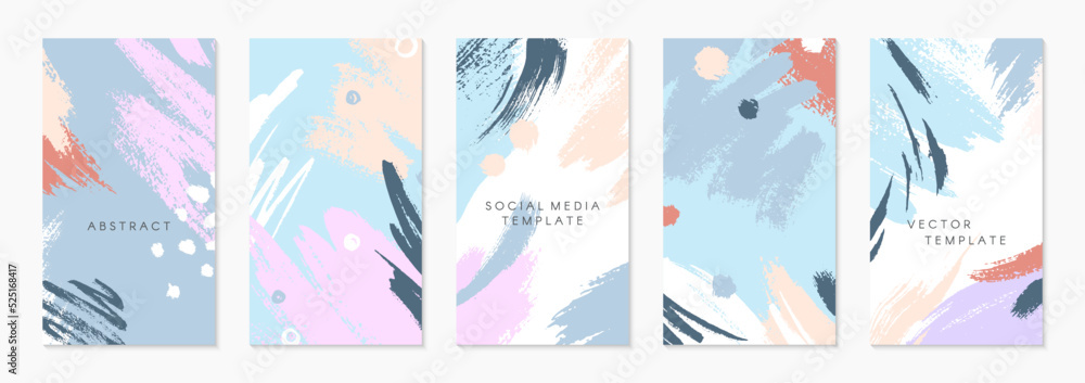 Wall mural set of editable insta story templates with copy space for text.ig smm vector layouts with hand drawn