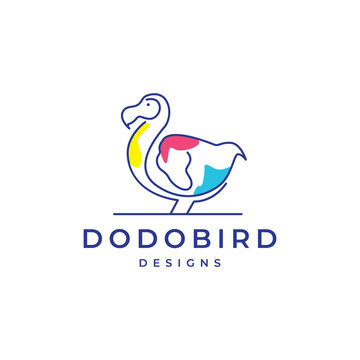 dodo bird lines art abstract logo design